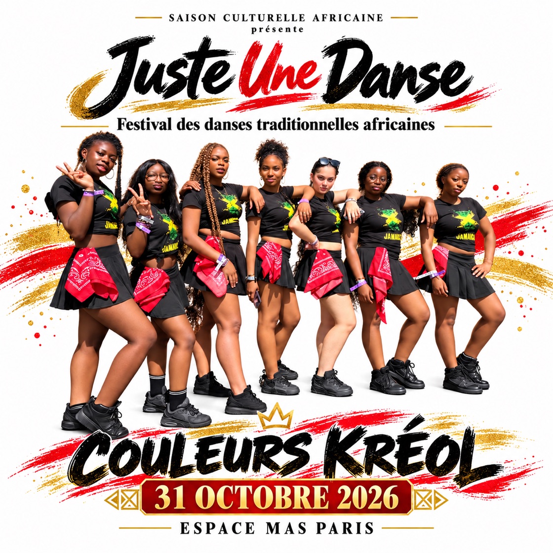 Affiche Juste une Danse 2026 avec le groupe Couleurs Kréol, 31 octobre 2026, Espace Mas Paris
